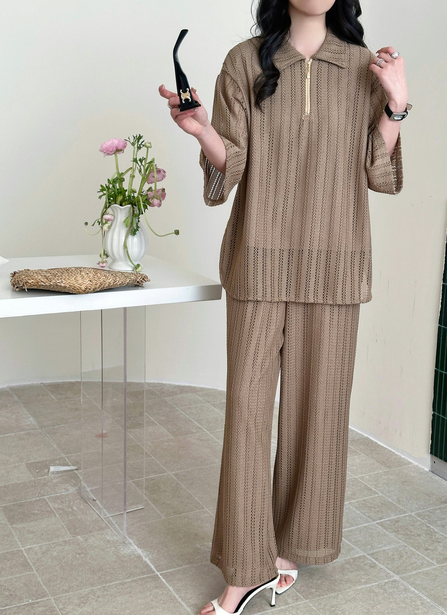 Samui Crochet Suit with Lining Mocha | New Arrivals | Hassal