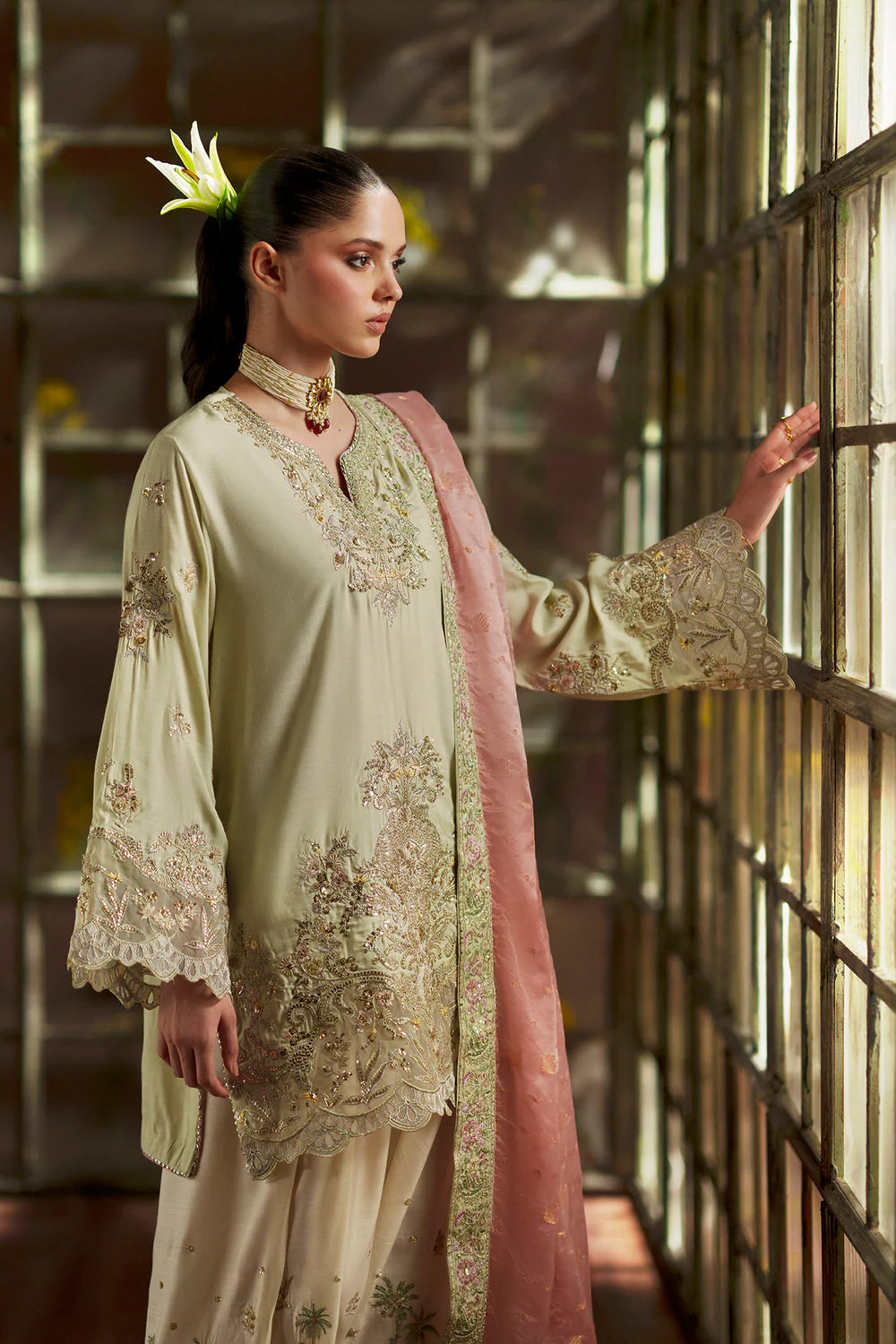PALE GREEN | E1128/104/130 | Women Boutique HS Drop- 02 | Ethnc