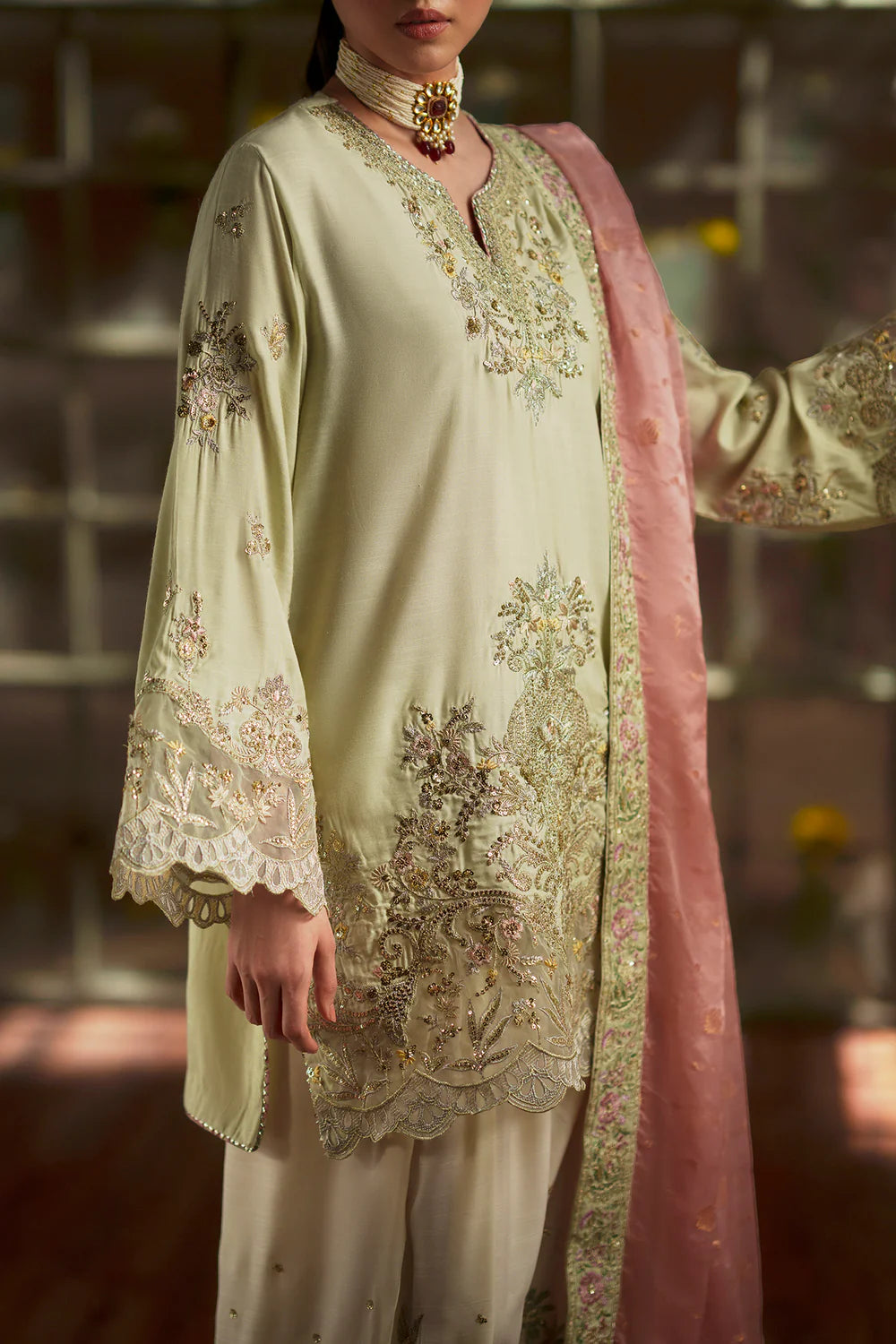 PALE GREEN | E1128/104/130 | Women Boutique HS Drop- 02 | Ethnc