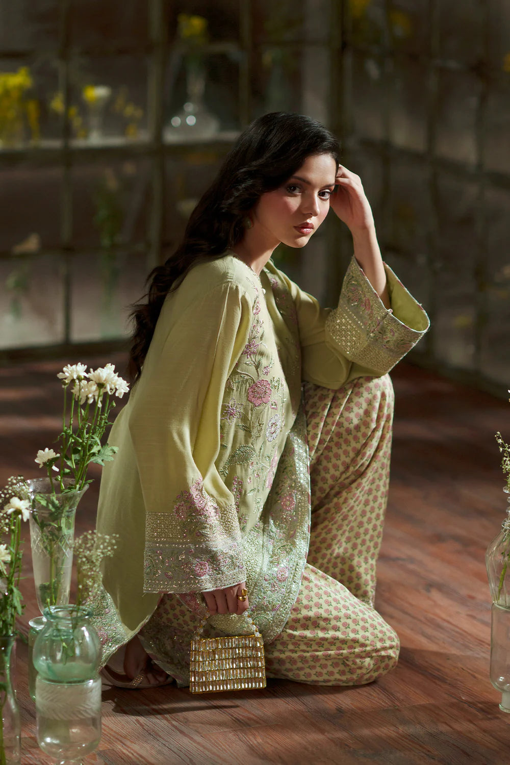PALE GREEN | E1125/104/130 | Women Boutique HS Drop- 02 | Ethnc
