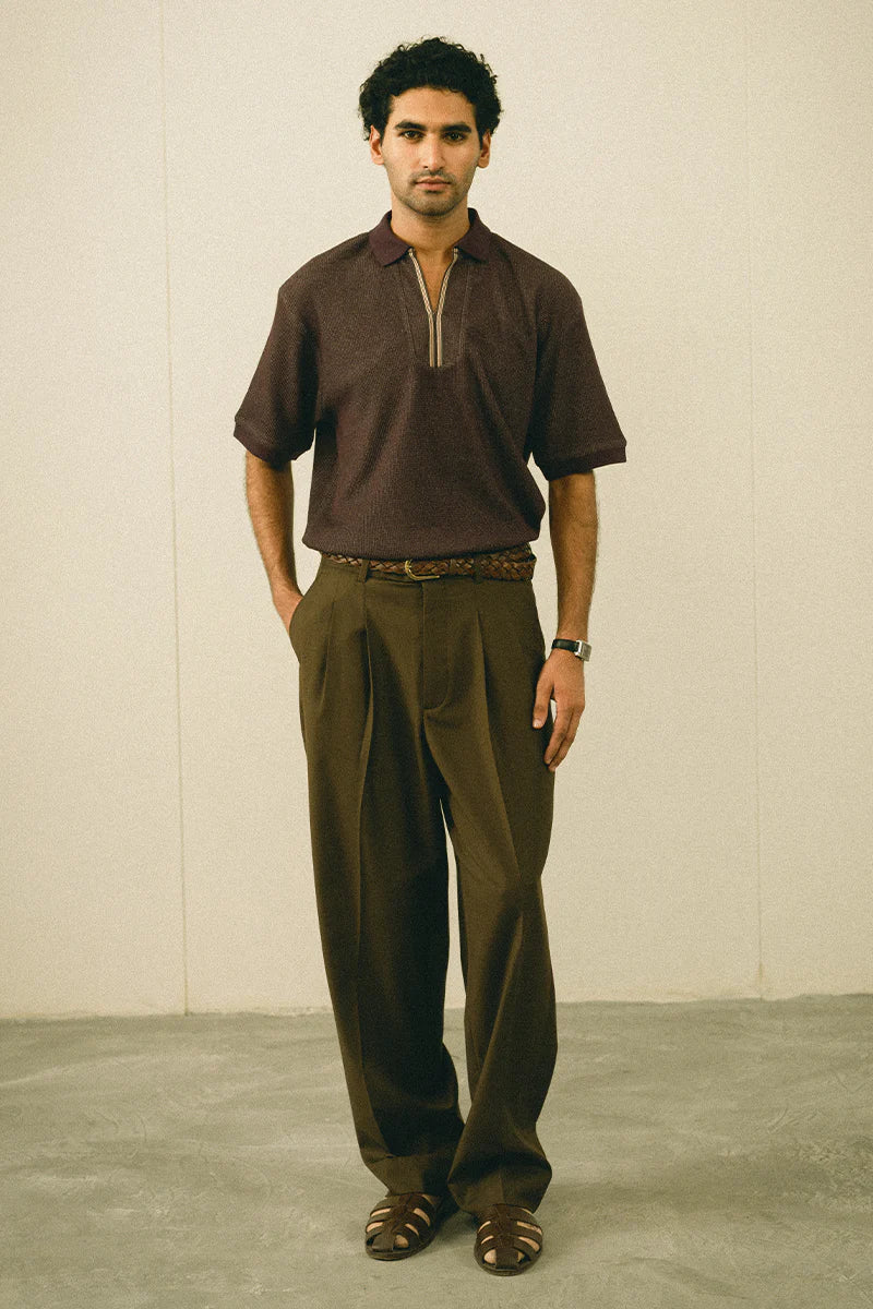 Burgundy Textured Polo Shirt | REPUBLIC MENSWEAR
