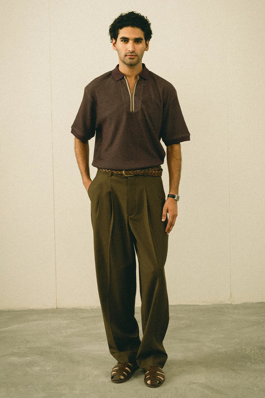 Burgundy Textured Polo Shirt | REPUBLIC MENSWEAR