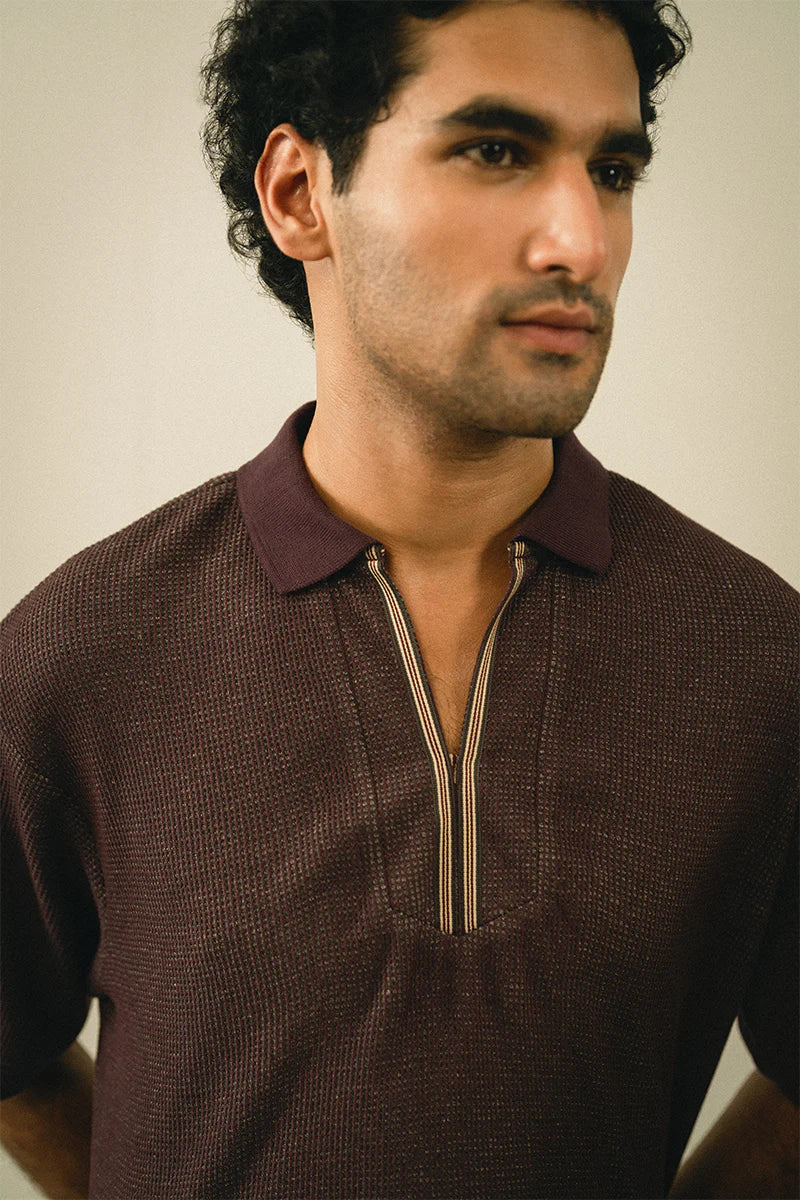 Burgundy Textured Polo Shirt | REPUBLIC MENSWEAR