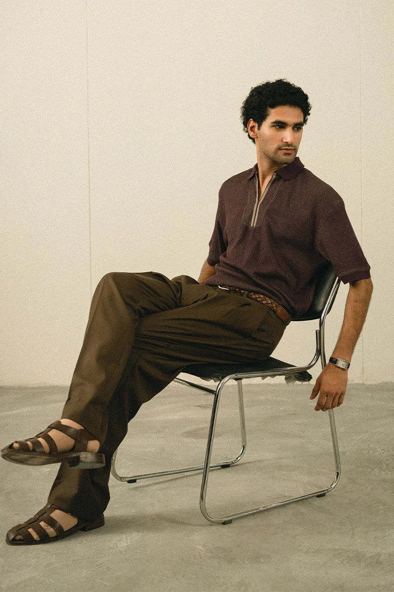 Burgundy Textured Polo Shirt | REPUBLIC MENSWEAR