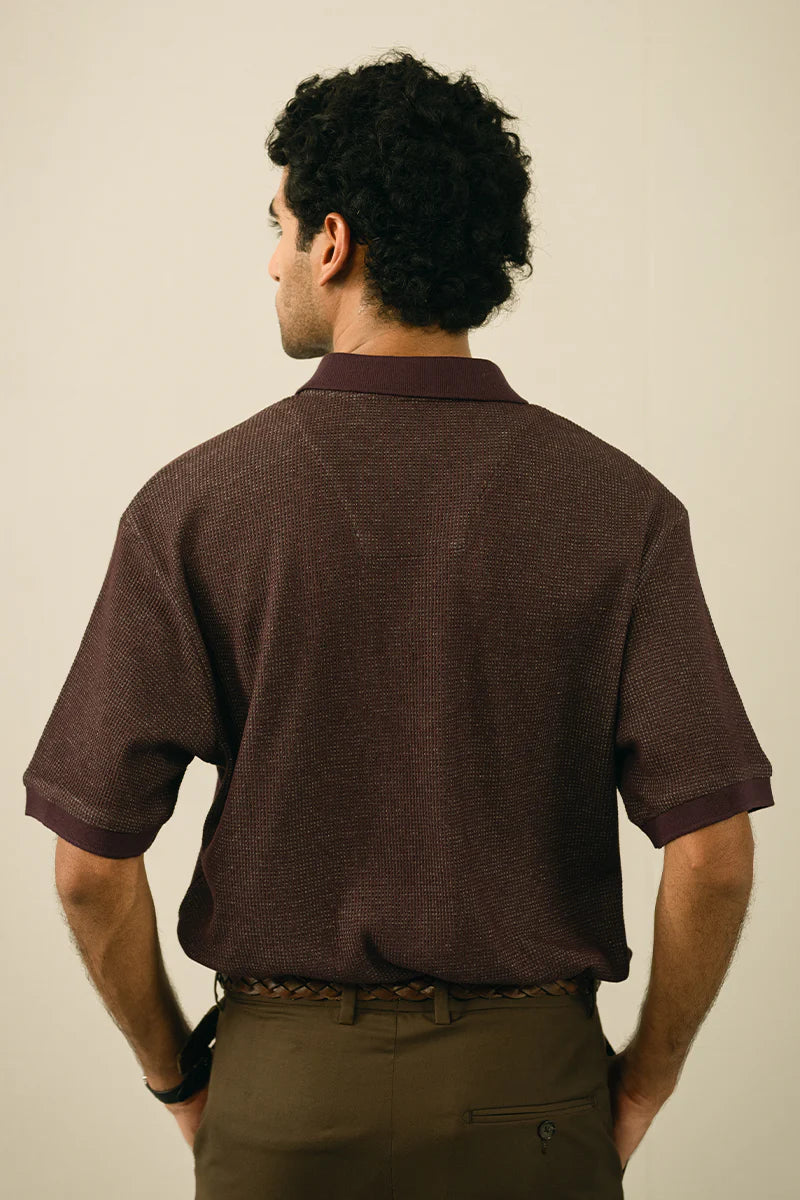 Burgundy Textured Polo Shirt | REPUBLIC MENSWEAR