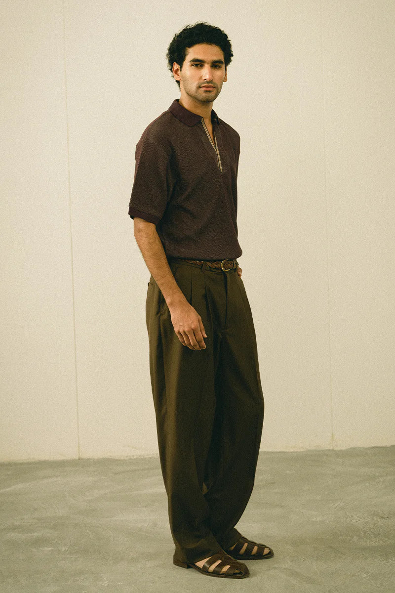 Burgundy Textured Polo Shirt | REPUBLIC MENSWEAR