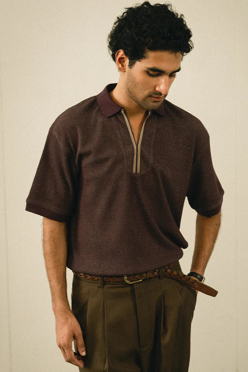 Burgundy Textured Polo Shirt | REPUBLIC MENSWEAR