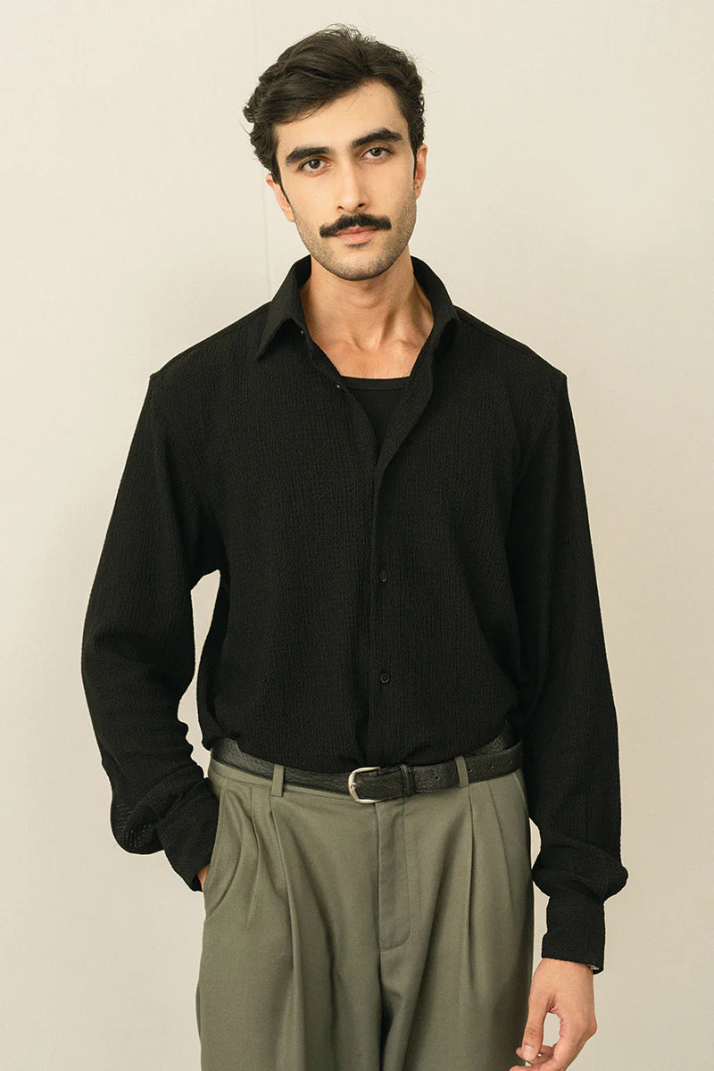 Black Tropical Casual Shirt | REPUBLIC MENSWEAR