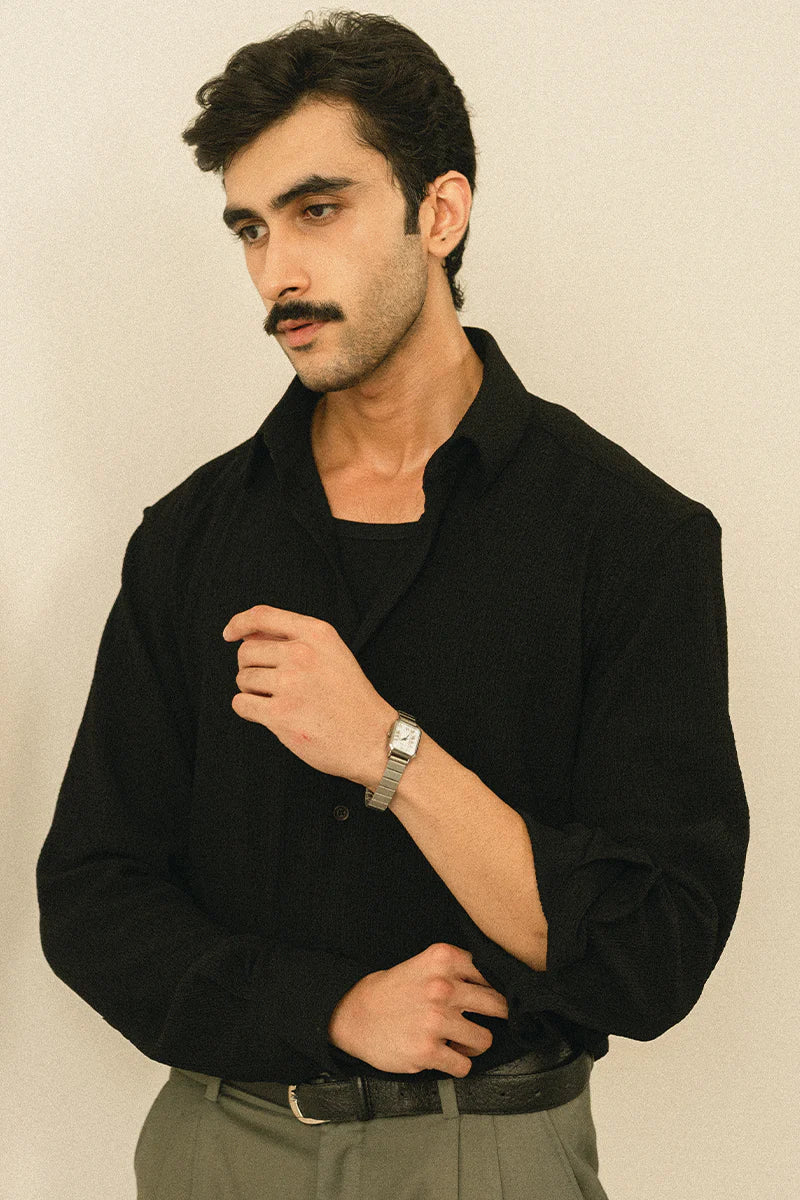 Black Tropical Casual Shirt | REPUBLIC MENSWEAR