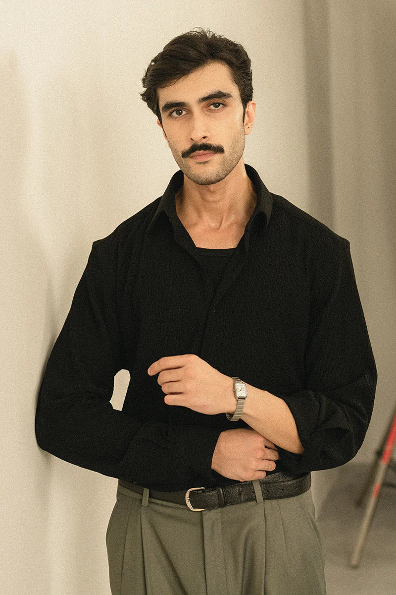 Black Tropical Casual Shirt | REPUBLIC MENSWEAR