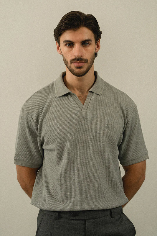 Grey Textured Polo Shirt | REPUBLIC MENSWEAR