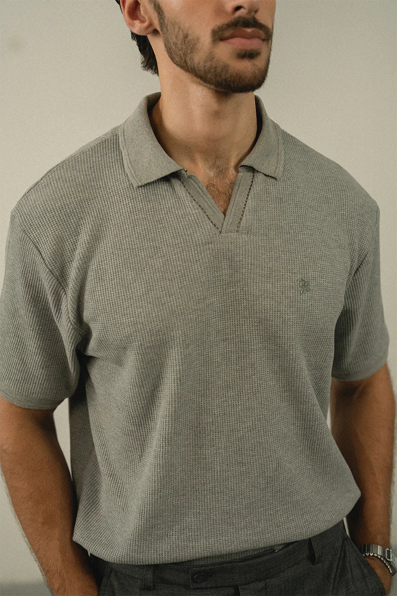 Grey Textured Polo Shirt | REPUBLIC MENSWEAR
