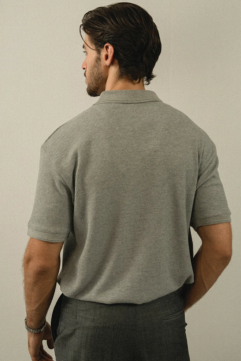 Grey Textured Polo Shirt | REPUBLIC MENSWEAR