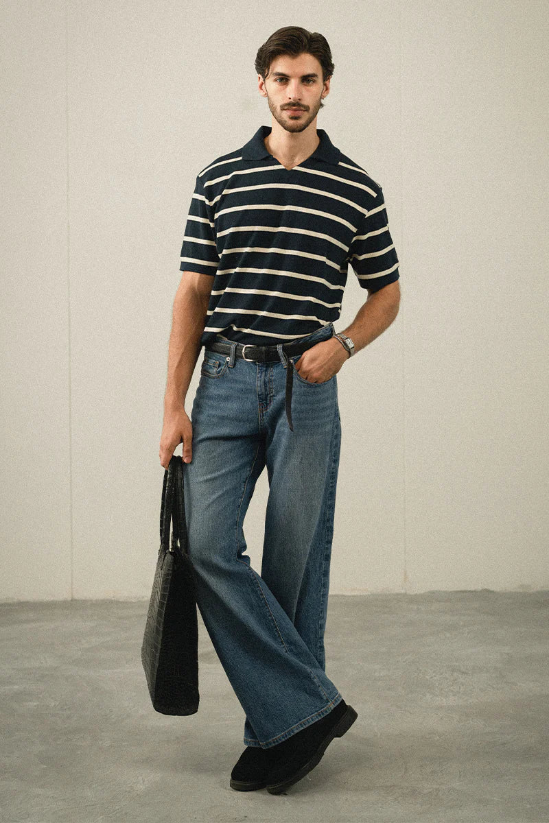 Navy Blue Striped Polo Shirt | REPUBLIC MENSWEAR