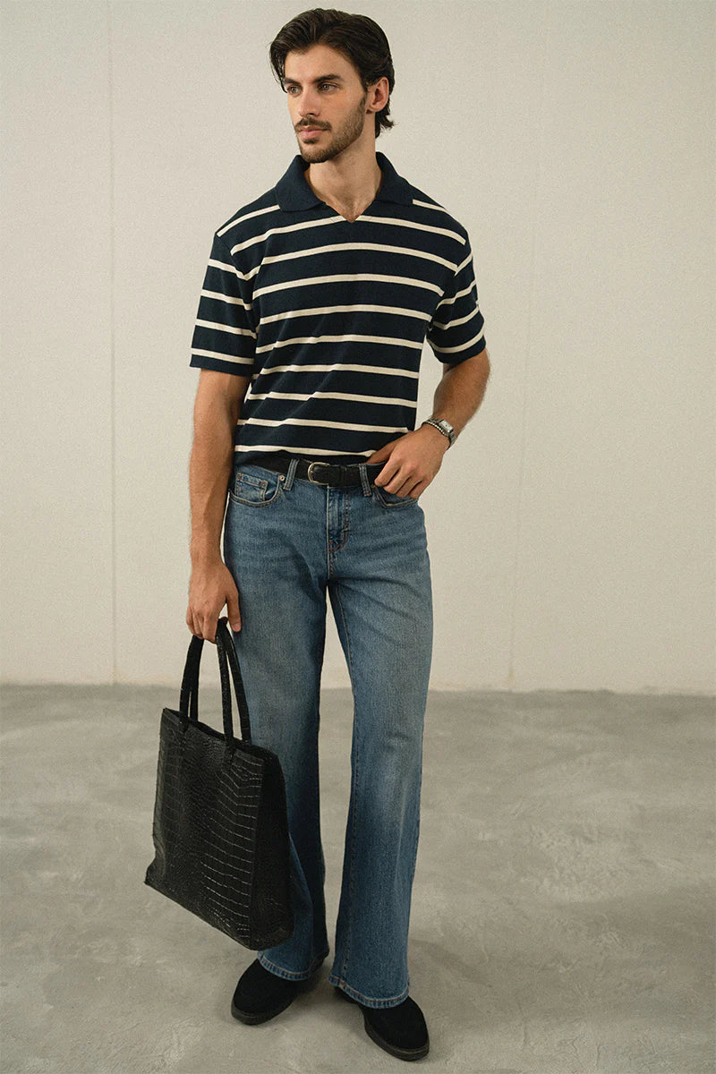 Navy Blue Striped Polo Shirt | REPUBLIC MENSWEAR