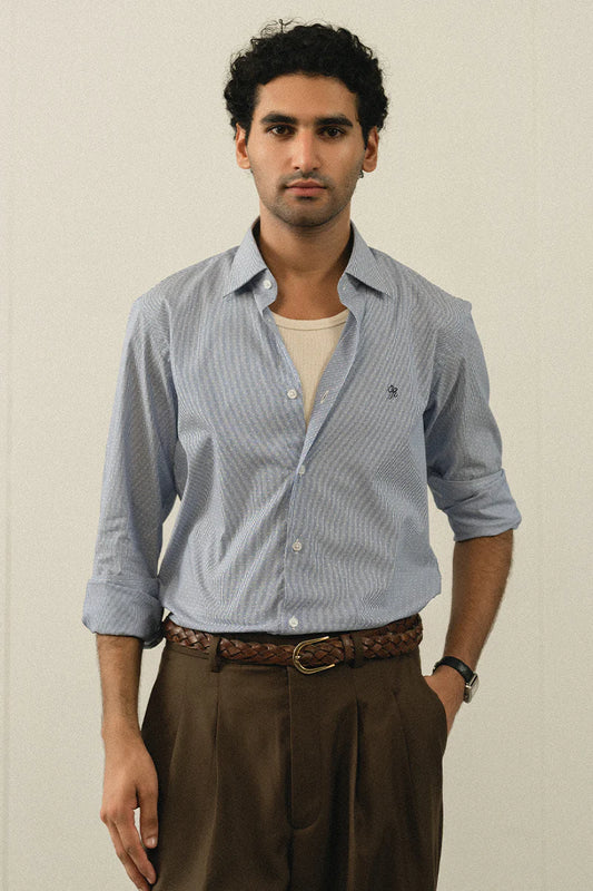 Blue Striped Cotton Shirt | REPUBLIC MENSWEAR