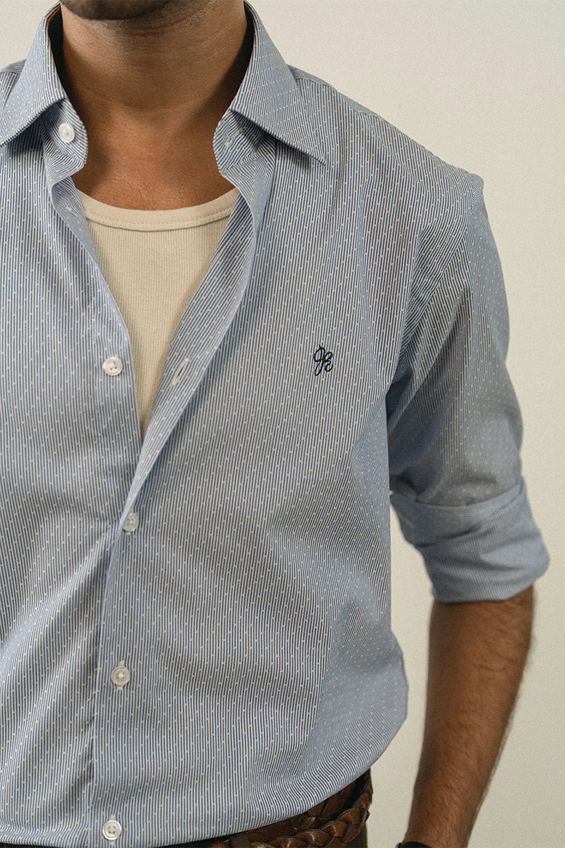 Blue Striped Cotton Shirt | REPUBLIC MENSWEAR