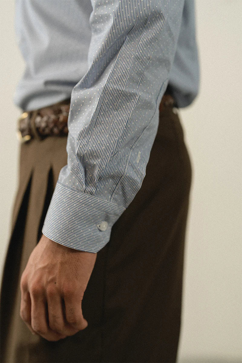 Blue Striped Cotton Shirt | REPUBLIC MENSWEAR
