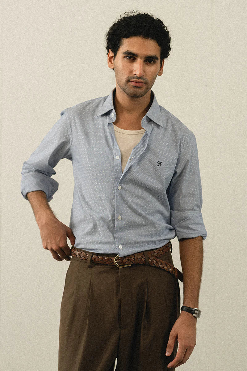 Blue Striped Cotton Shirt | REPUBLIC MENSWEAR