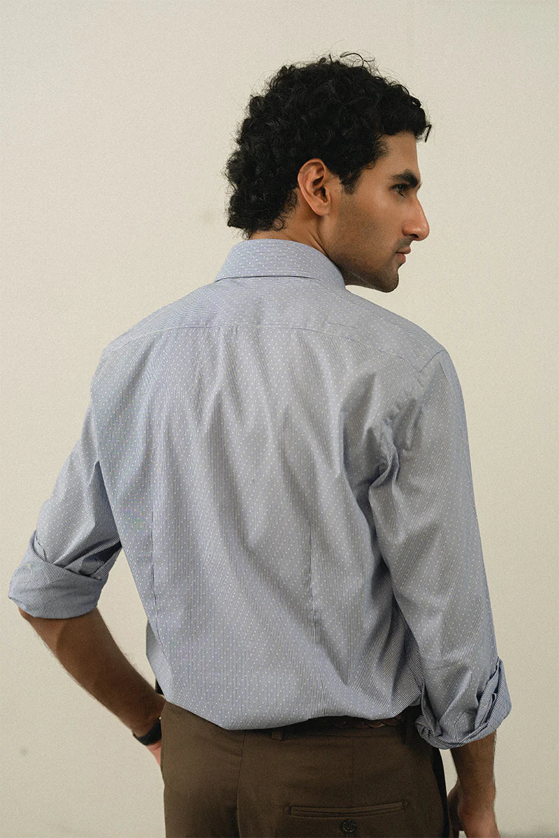 Blue Striped Cotton Shirt | REPUBLIC MENSWEAR