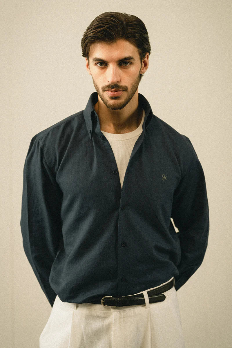 Navy Blue Linen Shirt | REPUBLIC MENSWEAR
