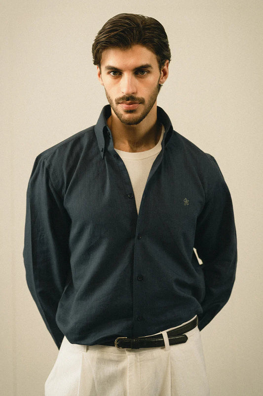 Navy Blue Linen Shirt | REPUBLIC MENSWEAR