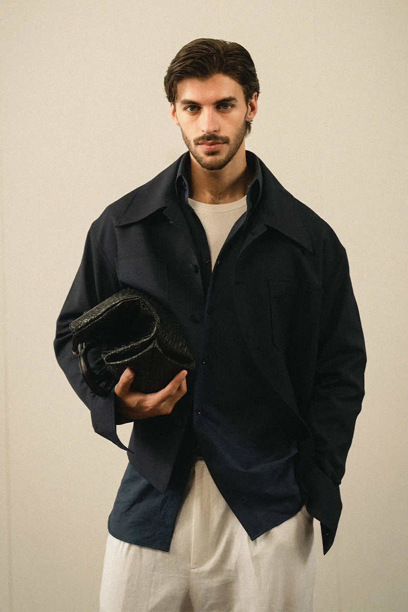 Navy Blue Linen Shirt | REPUBLIC MENSWEAR