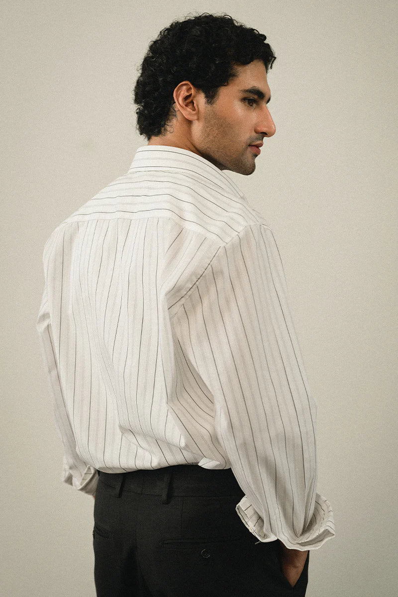 White Cotton Striped Shirt | REPUBLIC MENSWEAR