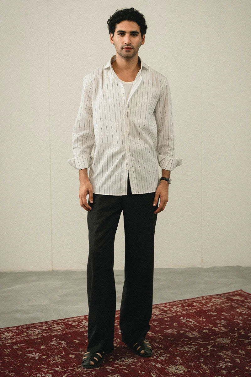 White Cotton Striped Shirt | REPUBLIC MENSWEAR