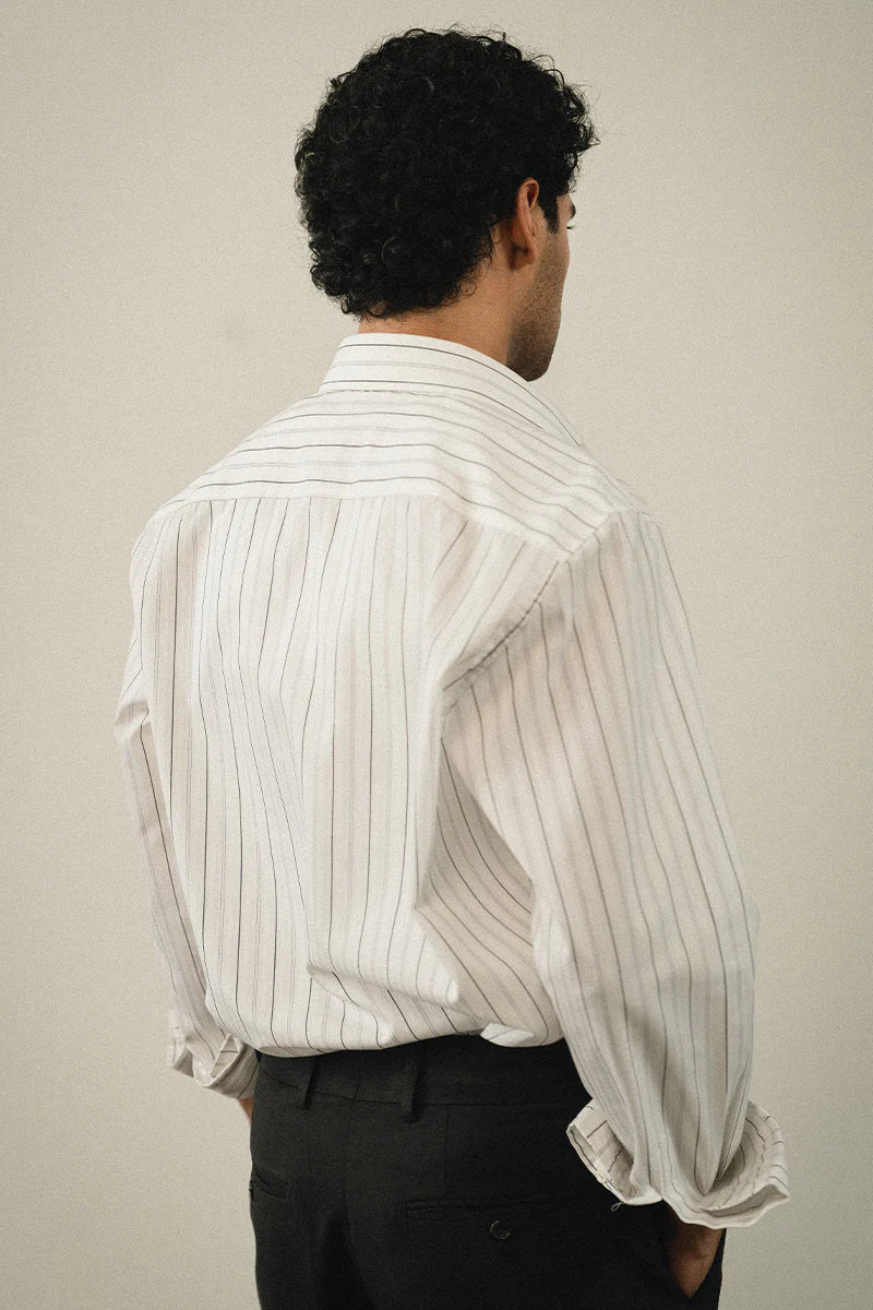 White Cotton Striped Shirt | REPUBLIC MENSWEAR