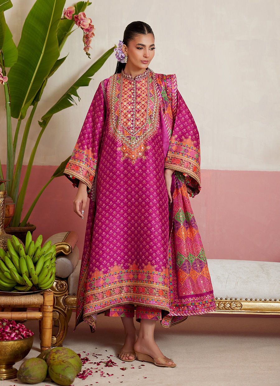 Adena Fuschia Shirt And Dupatta | MAYNA FESTIVE PRINTS '26 | FARAH TALIB AZIZ