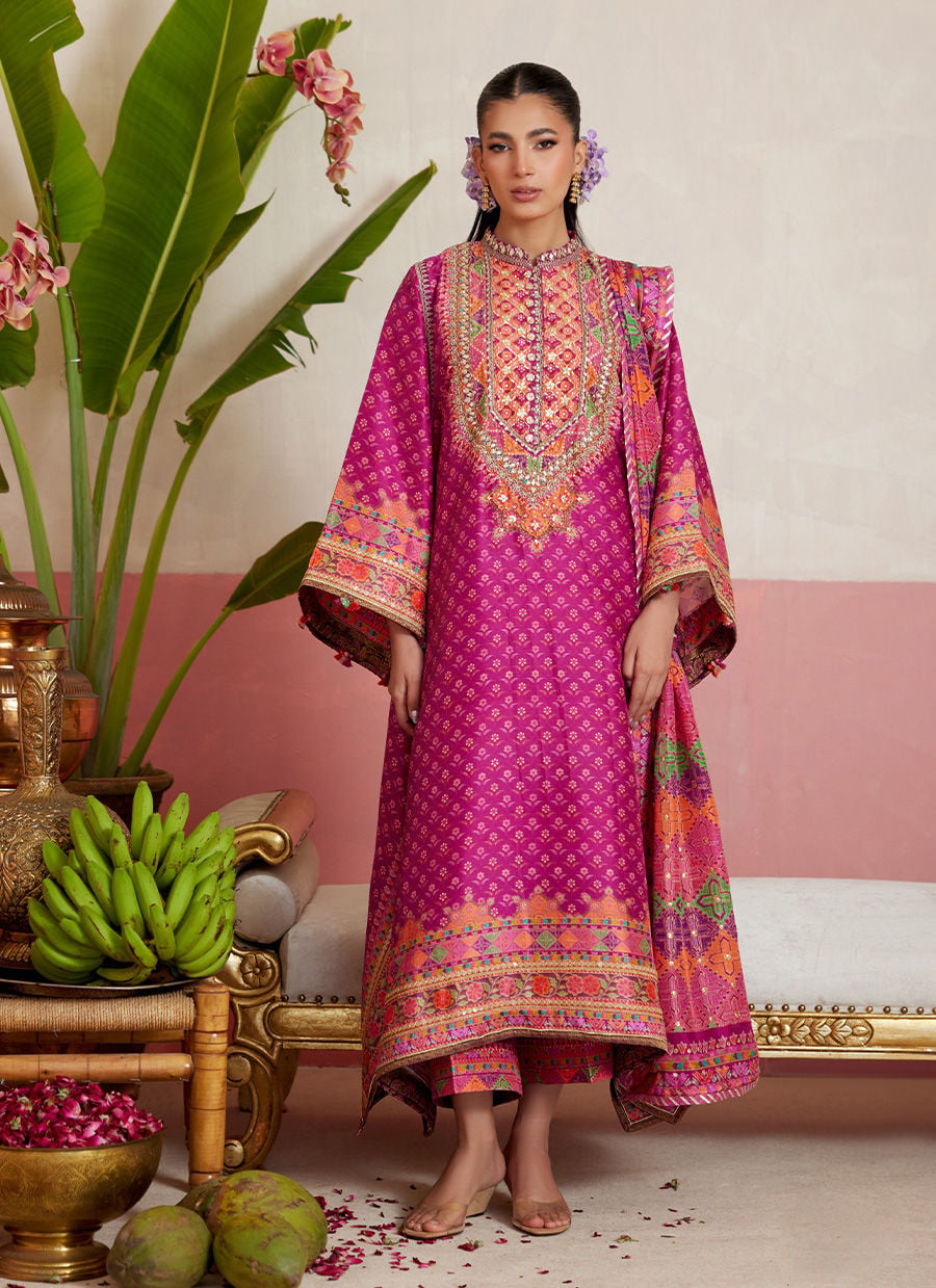 Adena Fuschia Shirt And Dupatta | MAYNA FESTIVE PRINTS '26 | FARAH TALIB AZIZ