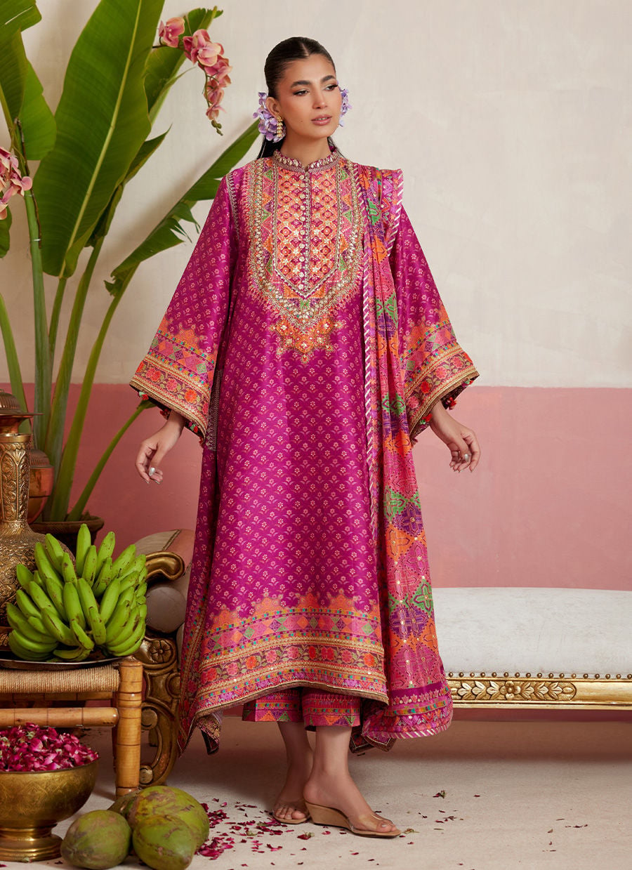 Adena Fuschia Shirt And Dupatta | MAYNA FESTIVE PRINTS '26 | FARAH TALIB AZIZ