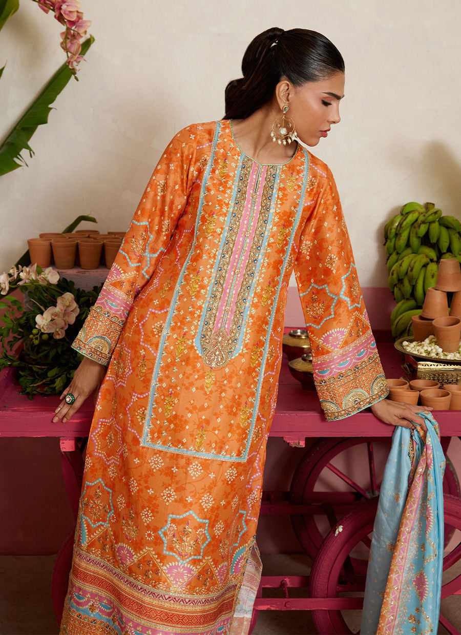 Jenna Tangerine Shirt And Dupatta | MAYNA FESTIVE PRINTS '26 | FARAH TALIB AZIZ