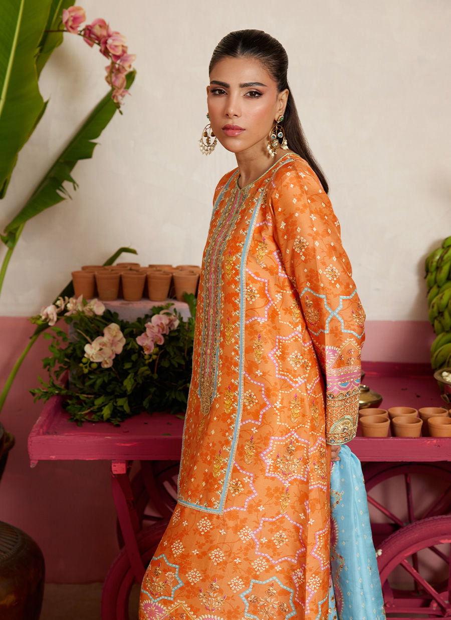 Jenna Tangerine Shirt And Dupatta | MAYNA FESTIVE PRINTS '26 | FARAH TALIB AZIZ