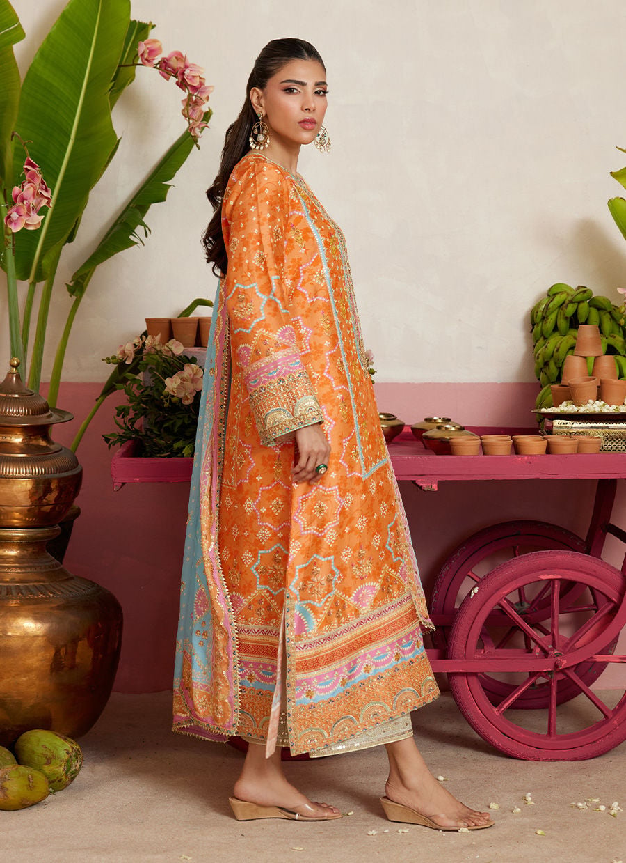 Jenna Tangerine Shirt And Dupatta | MAYNA FESTIVE PRINTS '26 | FARAH TALIB AZIZ