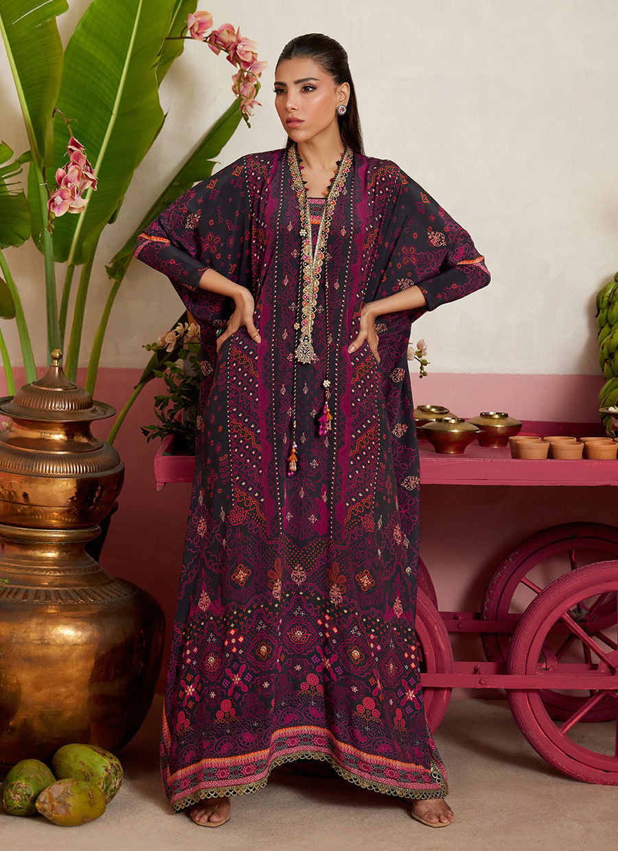 Analisa Black kaftan | MAYNA FESTIVE PRINTS '26 | FARAH TALIB AZIZ