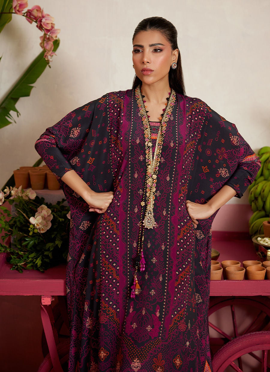 Analisa Black kaftan | MAYNA FESTIVE PRINTS '26 | FARAH TALIB AZIZ