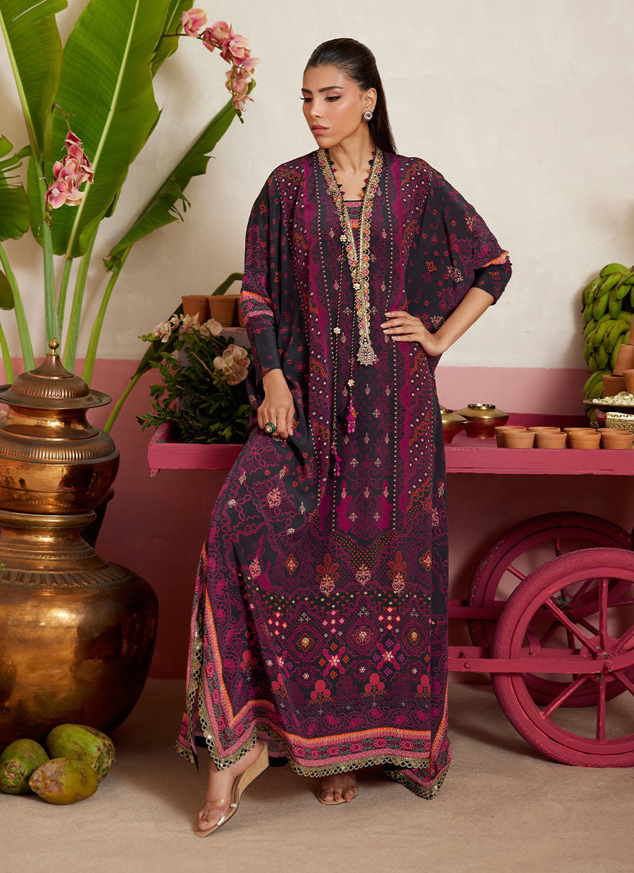 Analisa Black kaftan | MAYNA FESTIVE PRINTS '26 | FARAH TALIB AZIZ
