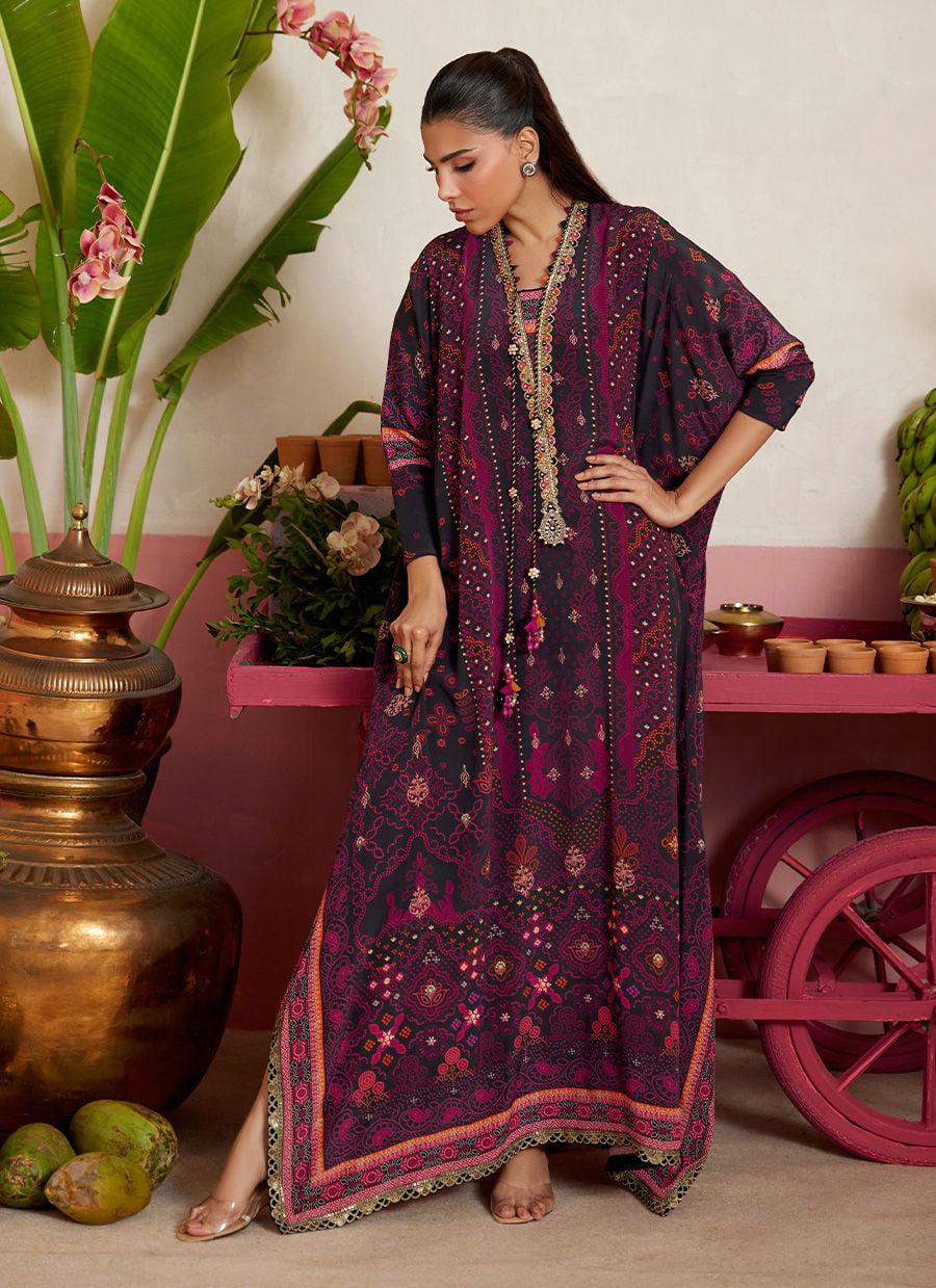 Analisa Black kaftan | MAYNA FESTIVE PRINTS '26 | FARAH TALIB AZIZ