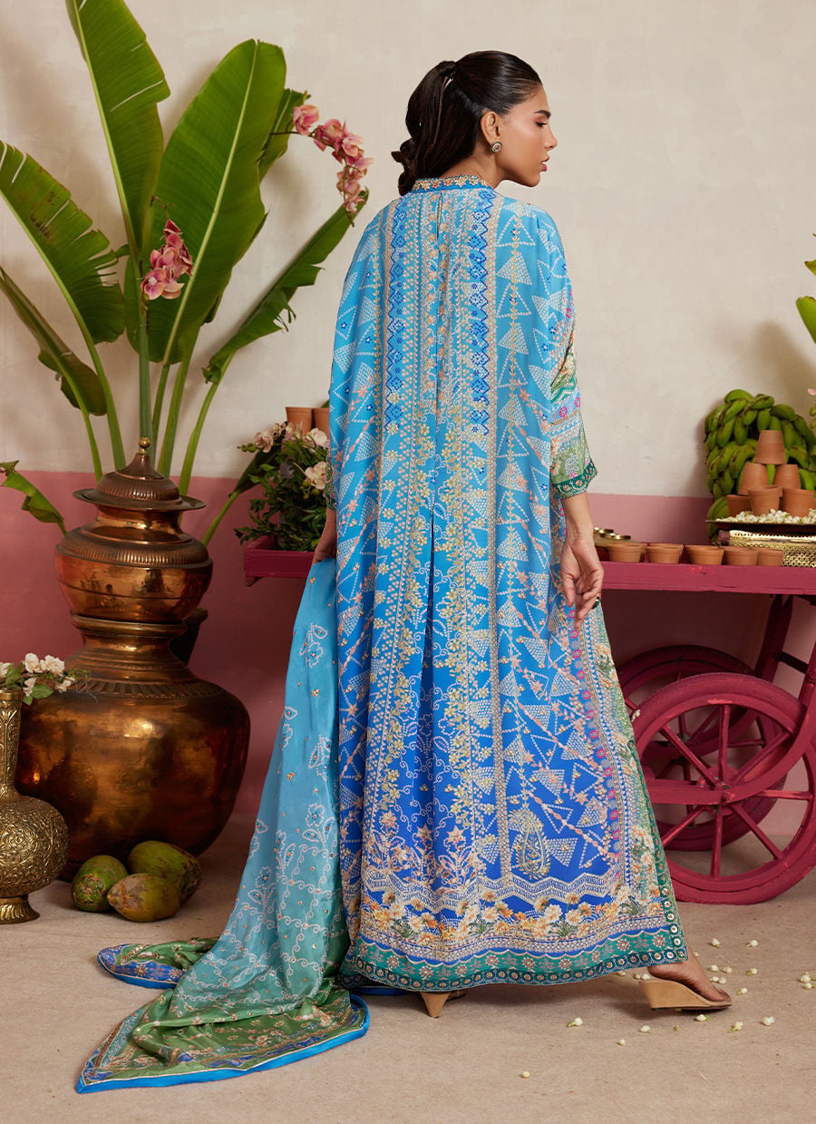Elaria Sky Blue kaftan | MAYNA FESTIVE PRINTS '26 | FARAH TALIB AZIZ