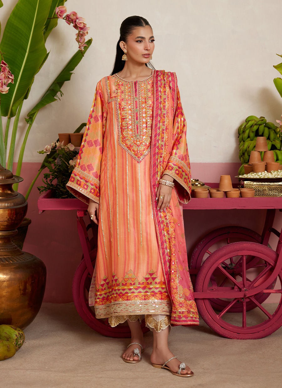Romero Orange Shirt And Dupatta | MAYNA FESTIVE PRINTS '26 | FARAH TALIB AZIZ