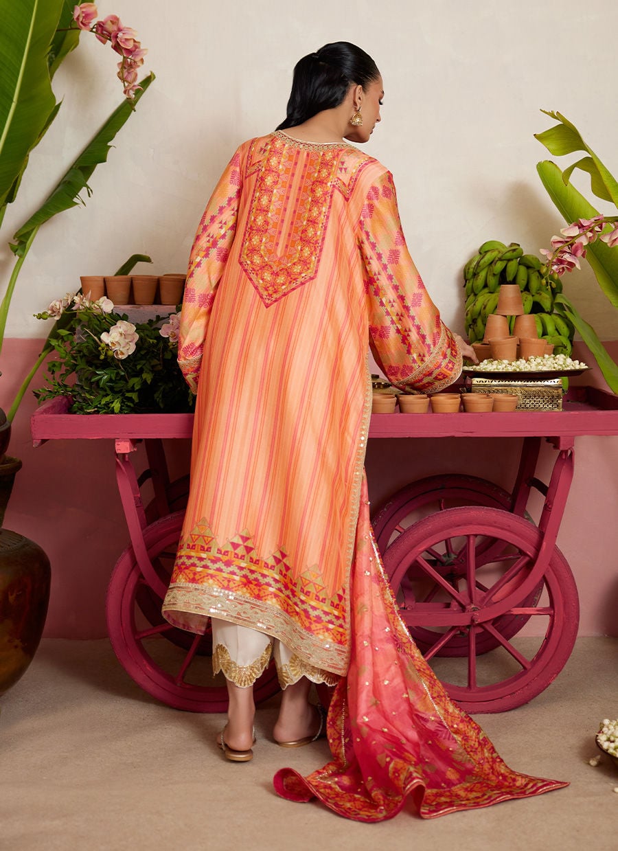 Romero Orange Shirt And Dupatta | MAYNA FESTIVE PRINTS '26 | FARAH TALIB AZIZ