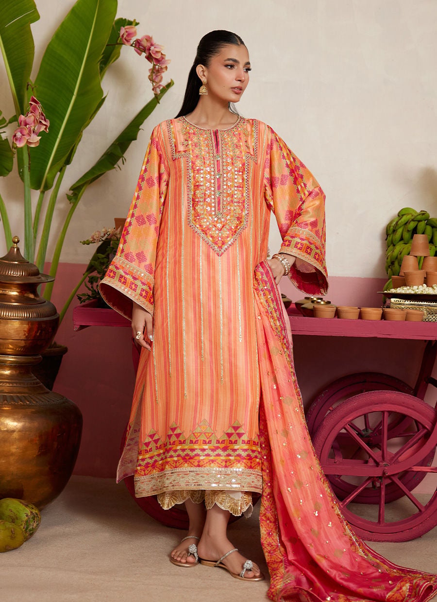 Romero Orange Shirt And Dupatta | MAYNA FESTIVE PRINTS '26 | FARAH TALIB AZIZ