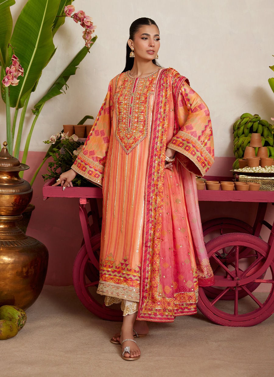 Romero Orange Shirt And Dupatta | MAYNA FESTIVE PRINTS '26 | FARAH TALIB AZIZ