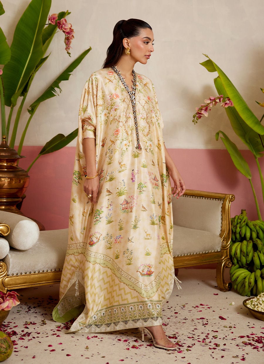 Daine Cream kaftan | MAYNA FESTIVE PRINTS '26 | FARAH TALIB AZIZ