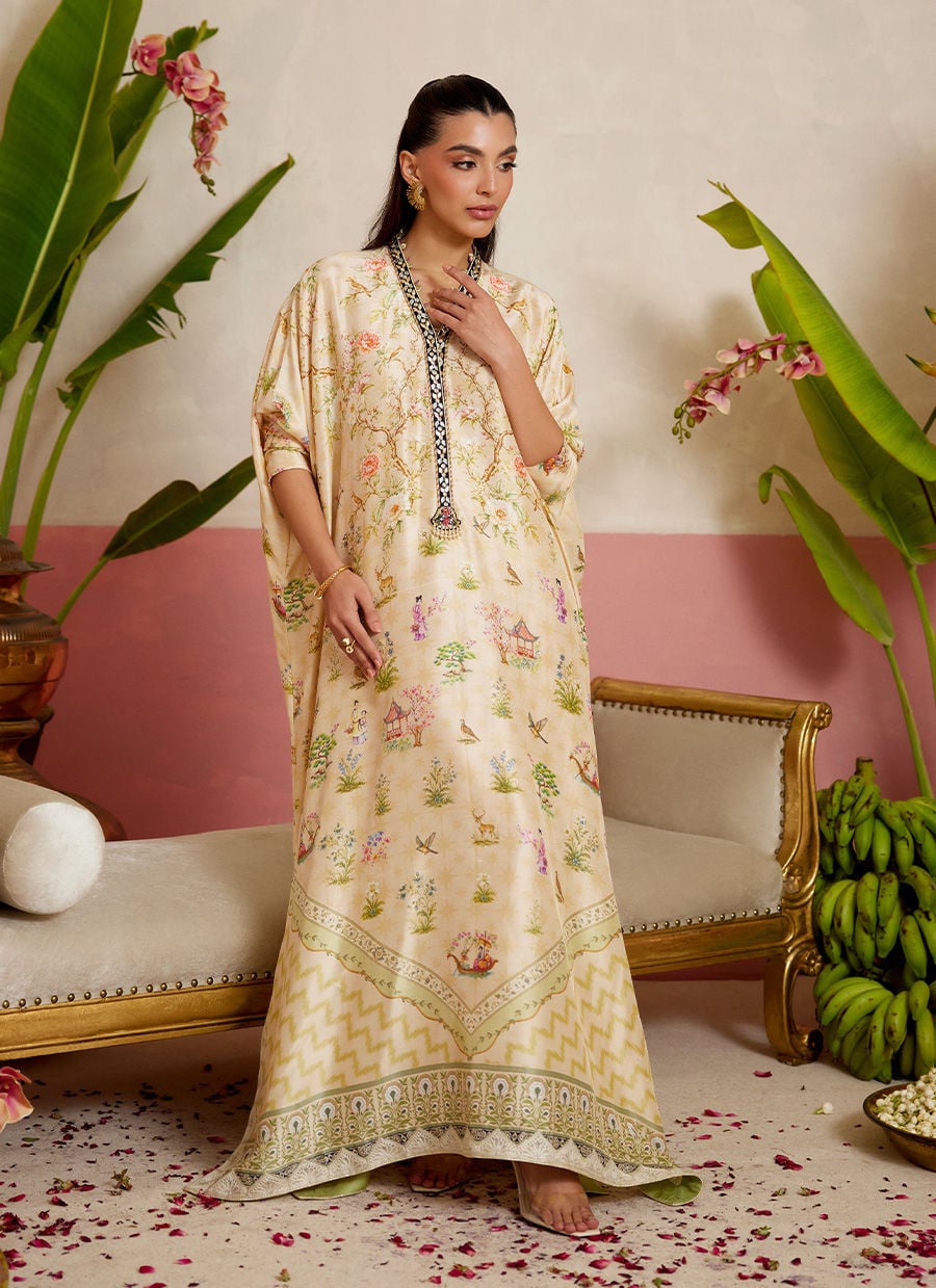 Daine Cream kaftan | MAYNA FESTIVE PRINTS '26 | FARAH TALIB AZIZ
