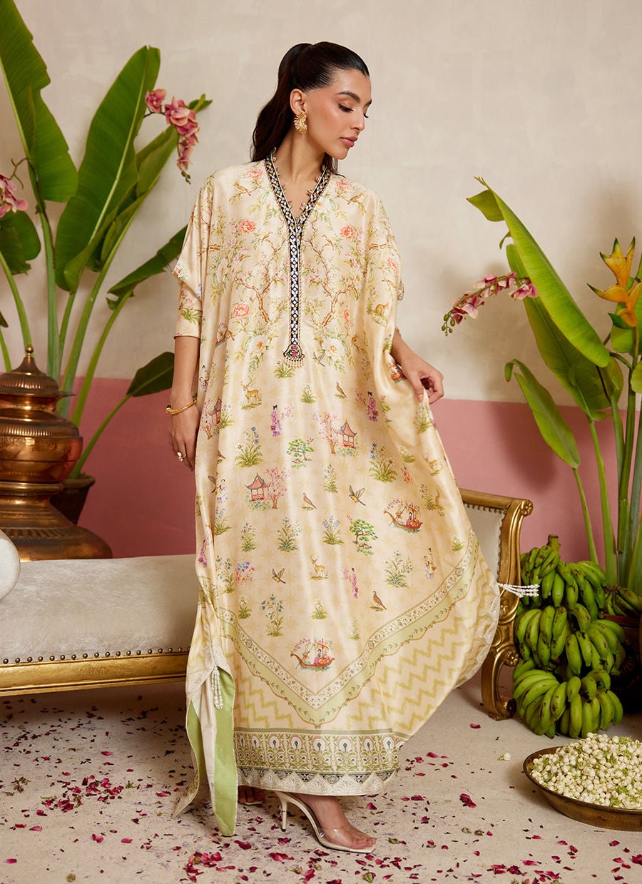 Daine Cream kaftan | MAYNA FESTIVE PRINTS '26 | FARAH TALIB AZIZ