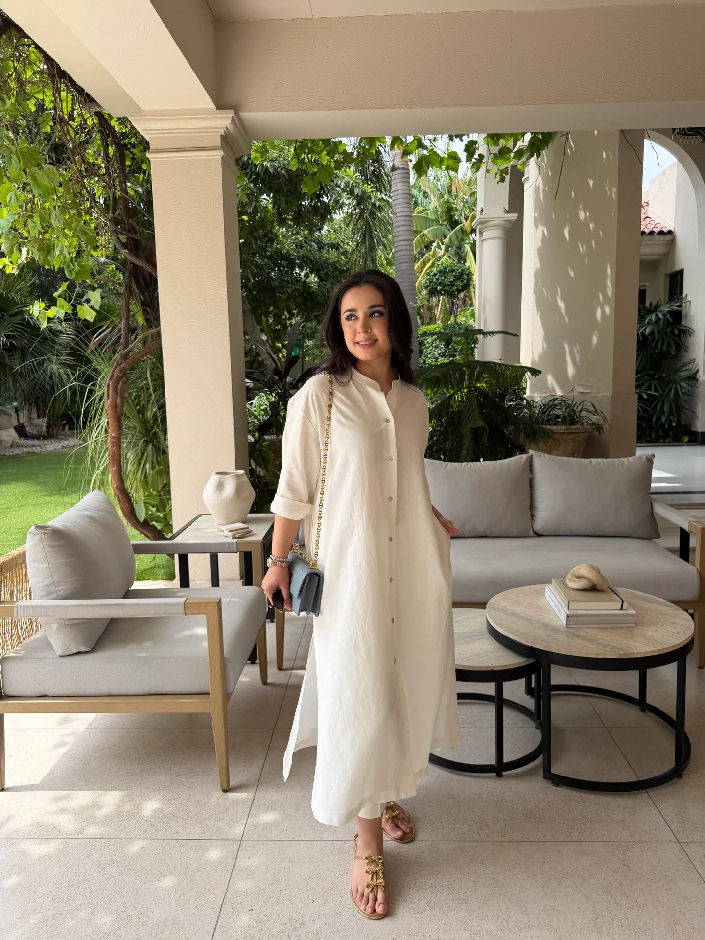 OVERSIZED LINEN SHIRT DRESS IN WHITE | Sak Atelier
