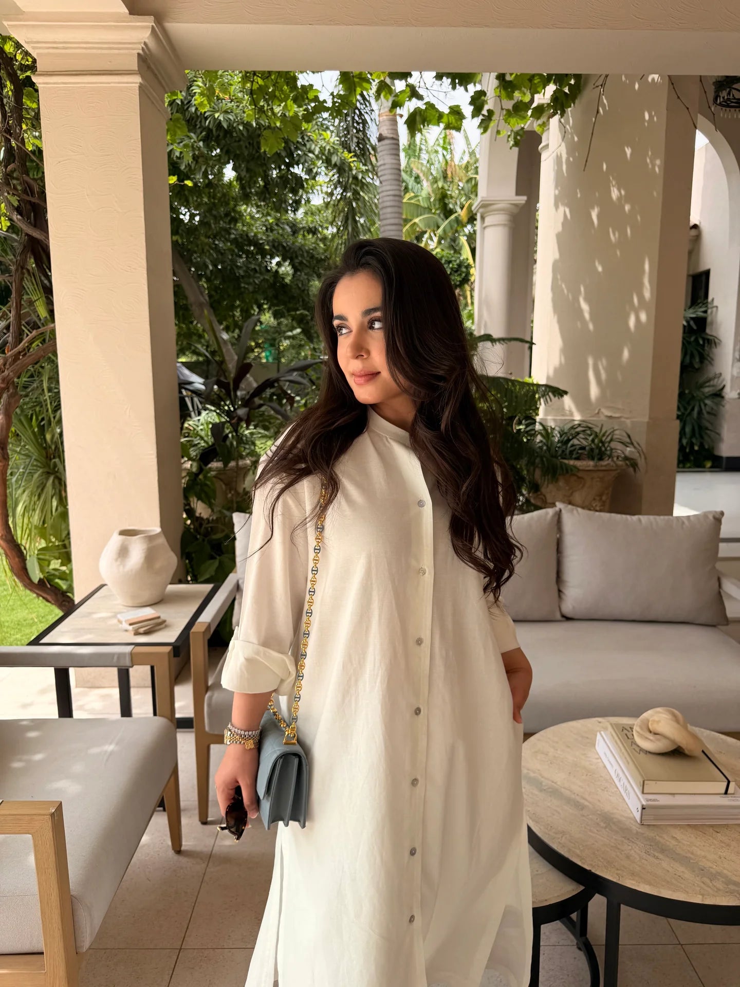 OVERSIZED LINEN SHIRT DRESS IN WHITE | Sak Atelier